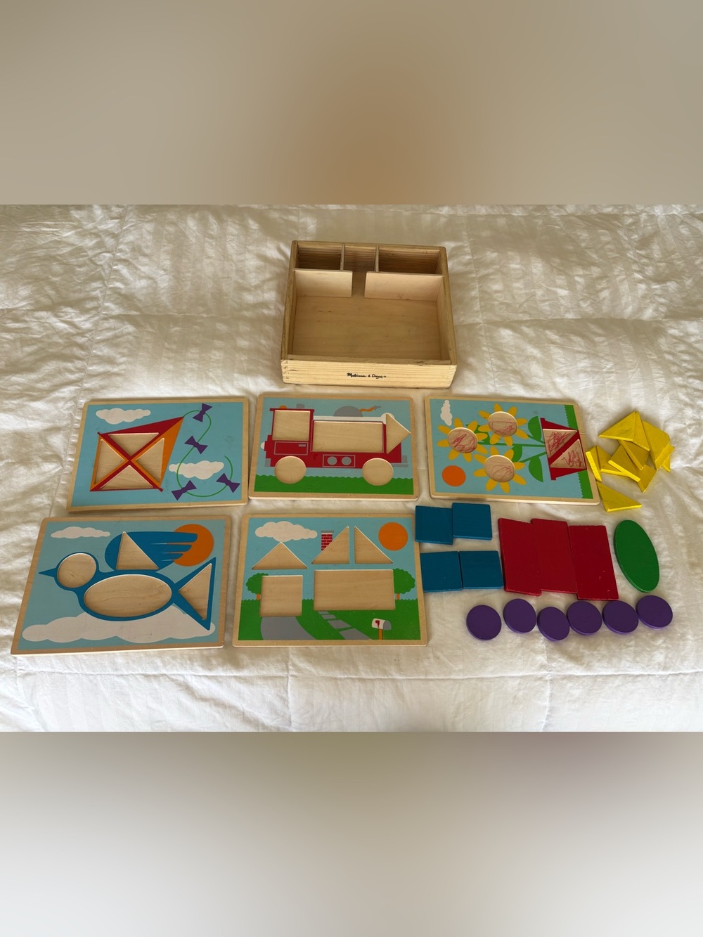 Melissa & Doug Kids Pattern Puzzle Blocks Wood Learning Set